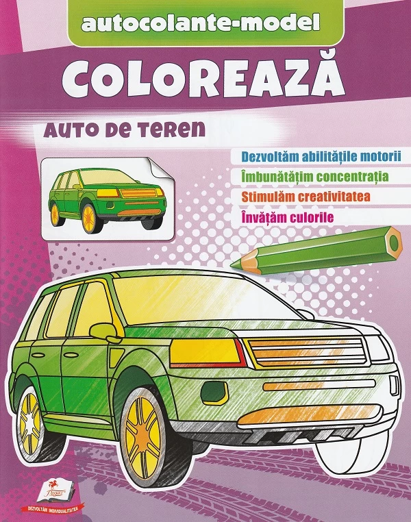 Coloreaza Auto de teren + Autocolante model 